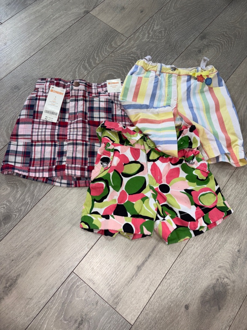 Gymboree Girls Pink Green Floral Shorts - Playful Summer Bottoms